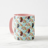 Afro Unicorn Rainbow and Hearts Muster Tasse (Vorderseite Links)