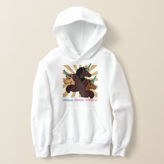 Afro Unicorn Trio: Einzigartig, göttlich und magis Hoodie (Ablage )