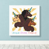 Afro Unicorn Trio: Einzigartig, göttlich und magis Leinwanddruck (Insitu (Holzboden))