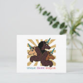 Afro Unicorn Trio: Einzigartig, göttlich und magis Postkarte (Stehend Vorderseite)