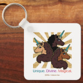 Afro Unicorn Trio: Einzigartig, göttlich und magis Schlüsselanhänger (Vorderseite)