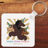 Afro Unicorn Trio: Einzigartig, göttlich und magis Schlüsselanhänger (Rückseite)