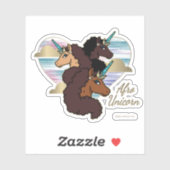 Afro Unicorn Trio Herzdesign Aufkleber (Blatt)