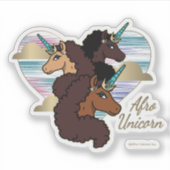 Afro Unicorn Trio Herzdesign Aufkleber (Vorderseite)