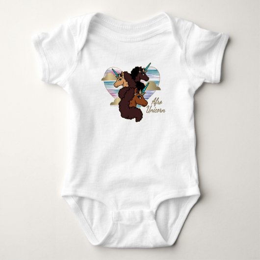 Afro Unicorn Trio Herzdesign Baby Strampler (Vorderseite)