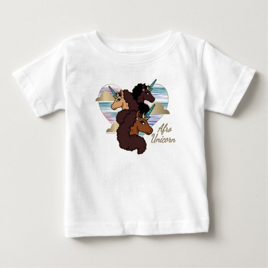 Afro Unicorn Trio Herzdesign Baby T-shirt (Vorderseite)