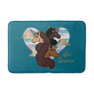 Afro Unicorn Trio Herzdesign Badematte