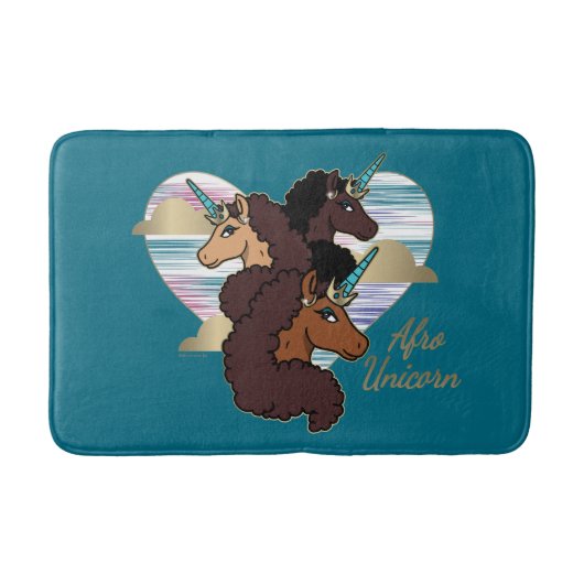 Afro Unicorn Trio Herzdesign Badematte (Vorderseite)