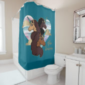Afro Unicorn Trio Herzdesign Duschvorhang (Beispiel)