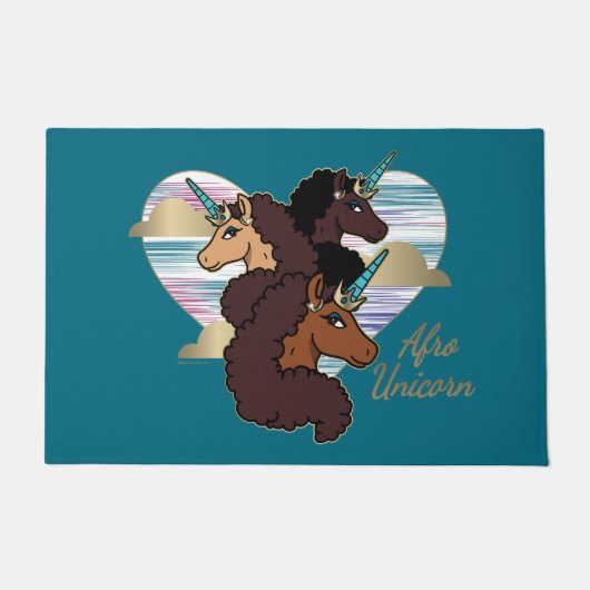 Afro Unicorn Trio Herzdesign Fußmatte (Vorderseite)