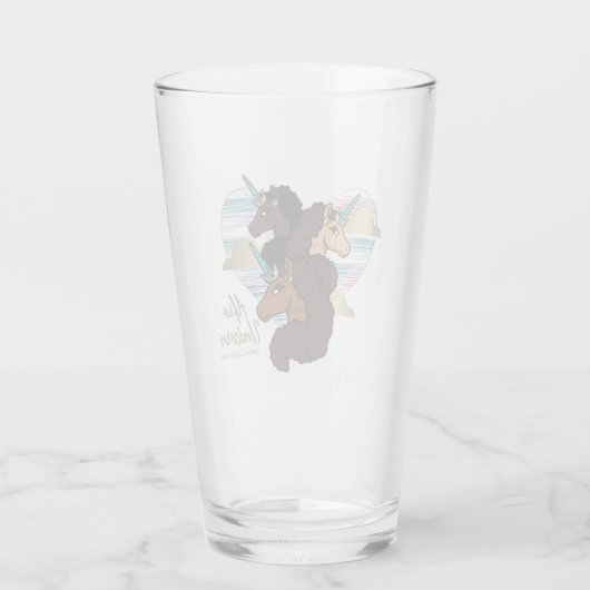 Afro Unicorn Trio Herzdesign Glas (Rückseite)
