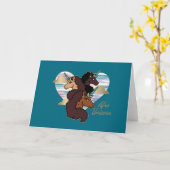 Afro Unicorn Trio Herzdesign Karte (Gelbe Blume)