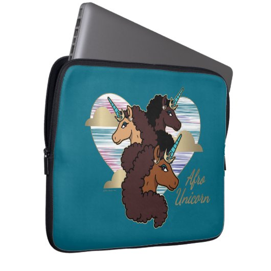 Afro Unicorn Trio Herzdesign Laptopschutzhülle (Vorne Rechts)