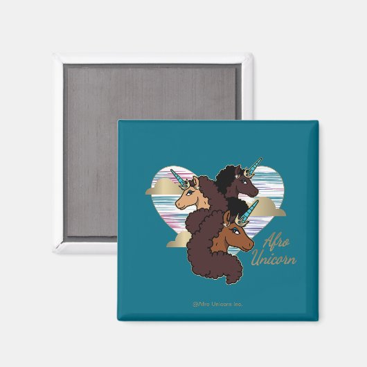 Afro Unicorn Trio Herzdesign Magnet (Vorderseite/Rückseite)