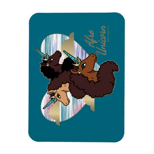 Afro Unicorn Trio Herzdesign Magnet (Vertikal)