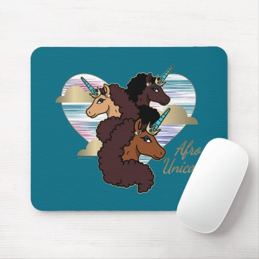Afro Unicorn Trio Herzdesign Mousepad (Mit Mouse)