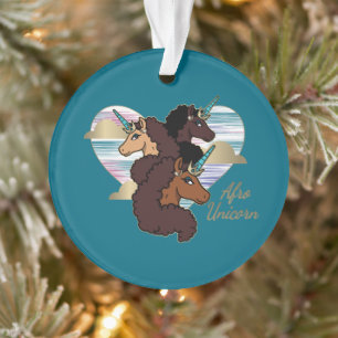 Afro Unicorn Trio Herzdesign Ornament