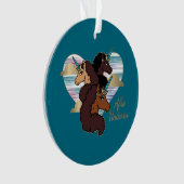 Afro Unicorn Trio Herzdesign Ornament (Vorderseite)