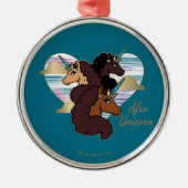 Afro Unicorn Trio Herzdesign Ornament Aus Metall (Vorne)