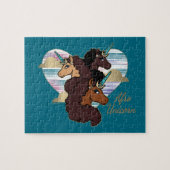 Afro Unicorn Trio Herzdesign Puzzle (Horizontal)