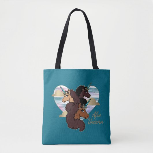 Afro Unicorn Trio Herzdesign Tasche (Vorderseite)