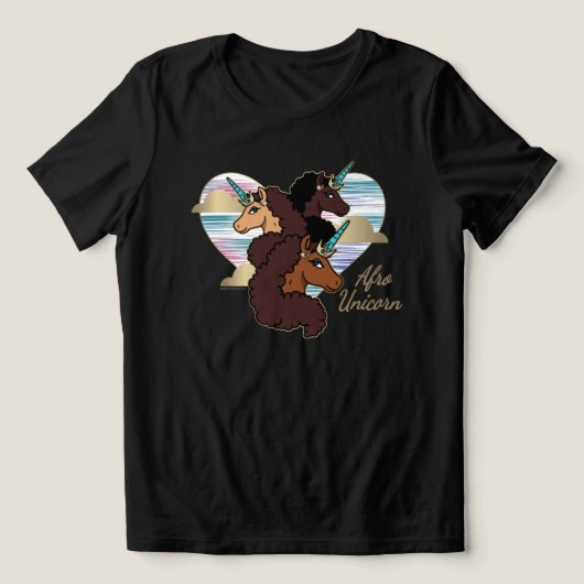 Afro Unicorn Trio Herzdesign Tri-Blend Shirt (Design Vorderseite)