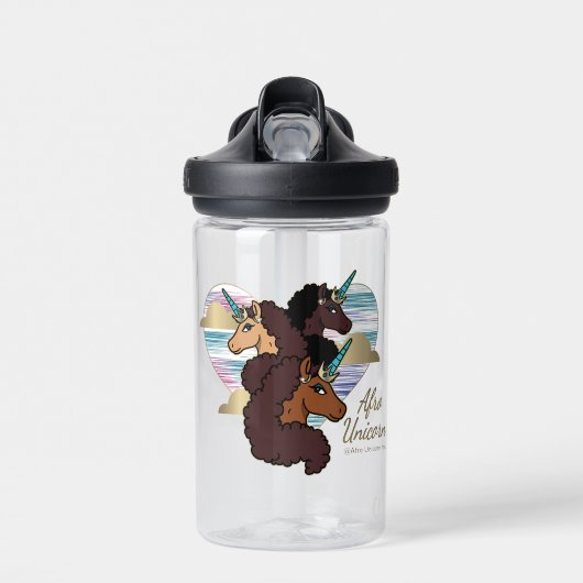Afro Unicorn Trio Herzdesign Trinkflasche (Vorne)