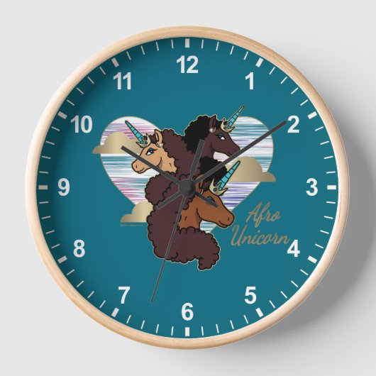 Afro Unicorn Trio Herzdesign Uhr (Vorderseite)
