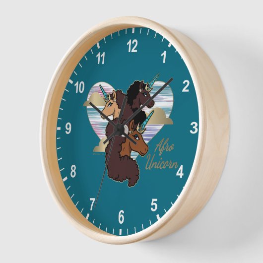 Afro Unicorn Trio Herzdesign Uhr (Winkel)
