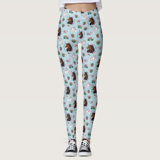 Afro Unicorn Urlaubsmuster Leggings (Vorderseite)