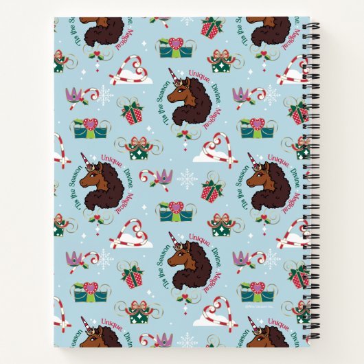 Afro Unicorn Urlaubsmuster Notizblock (Rückseite)