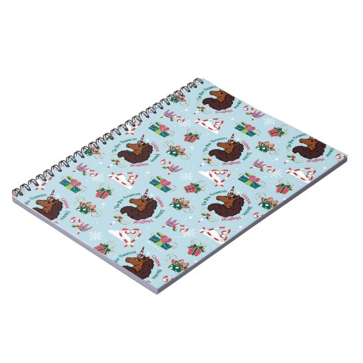 Afro Unicorn Urlaubsmuster Notizblock (Linke Seite)