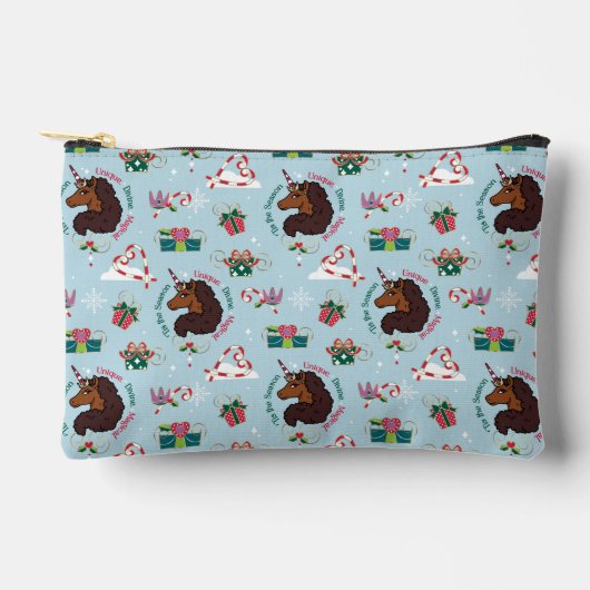 Afro Unicorn Urlaubsmuster Zubehörtasche (Vorderseite)