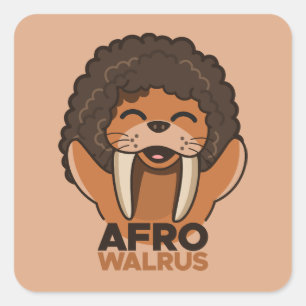 Afro Walrus Quadratischer Aufkleber