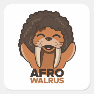 Afro Walrus Quadratischer Aufkleber