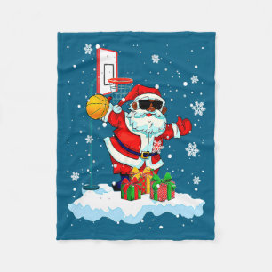 Afro Weihnachtsmann spielt Basketball Weihnachten Fleecedecke