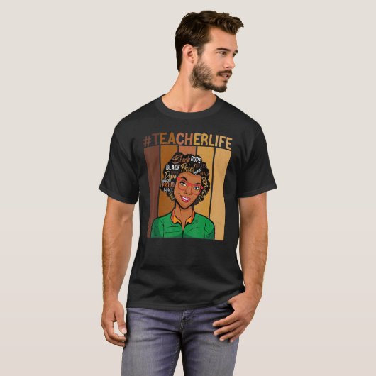 Afro wigs Lehrer Life Black African American Educ T-Shirt (Vorne ganz)