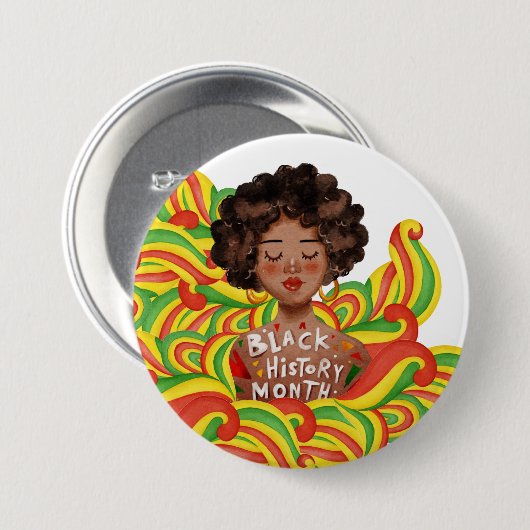 Afro Woman | Black History Month Button (Vorne & Hinten)