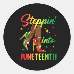 Afro Woman High Heels Black Girl Stepping in Jun Runder Aufkleber