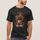 Afro Woman Messy Bun Mom Western Mama Leopard Blac T-Shirt (Vorderseite)