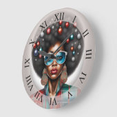 Afro woman , New Year Stimmung Art Große Wanduhr (Winkel)