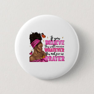Afro Woman Puff Bun und Religion Glaube Gebet Juni Button