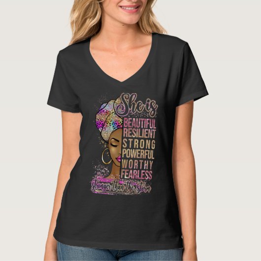 Afro Woman Strong than Storm Melanin African Ameri T-Shirt (Vorderseite)
