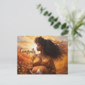 Afro-zentrische Frau Schwangerschaft Glückwunsch Postkarte (Stehend Vorderseite)