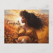 Afro-zentrische Frau Schwangerschaft Glückwunsch Postkarte (Vorderseite)