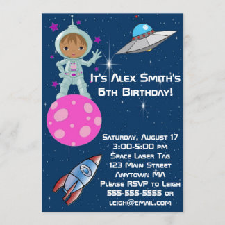 Afroamerikaner-Astronauten-Geburtstags-Einladung Einladung