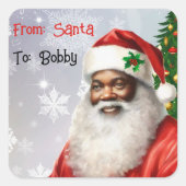 Afroamerikaner aus dem Namen des Weihnachtsmannes Quadratischer Aufkleber (Vorderseite)