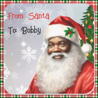 Afroamerikaner aus dem Namen des Weihnachtsmannes Quadratischer Aufkleber