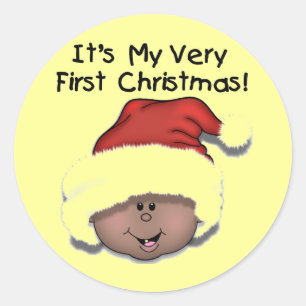 Afroamerikaner-Baby-1. Weihnachten Runder Aufkleber