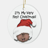 Afroamerikaner-Baby-1. Weihnachtsverzierung Keramikornament (Links)